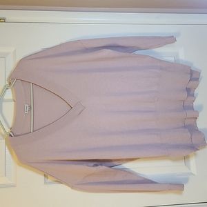 Cremieux women's oversized deep v-neck blush lightweight sweater size M